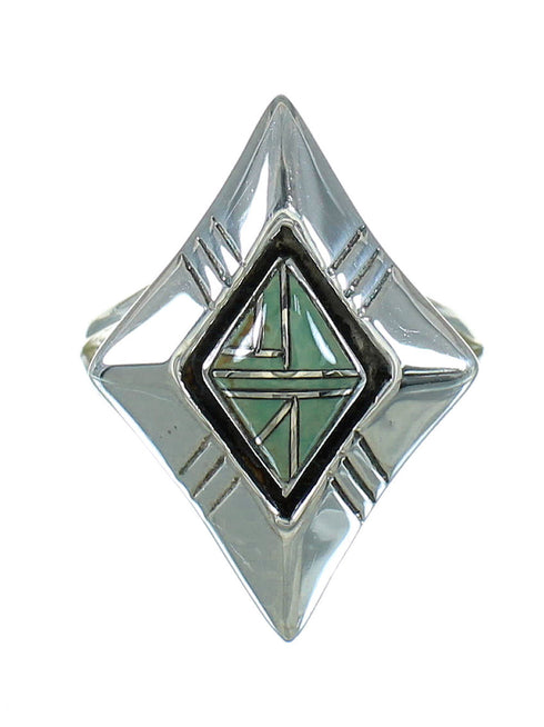 Silver Southwestern Turquoise Inlay Ring Size 8 WX80062